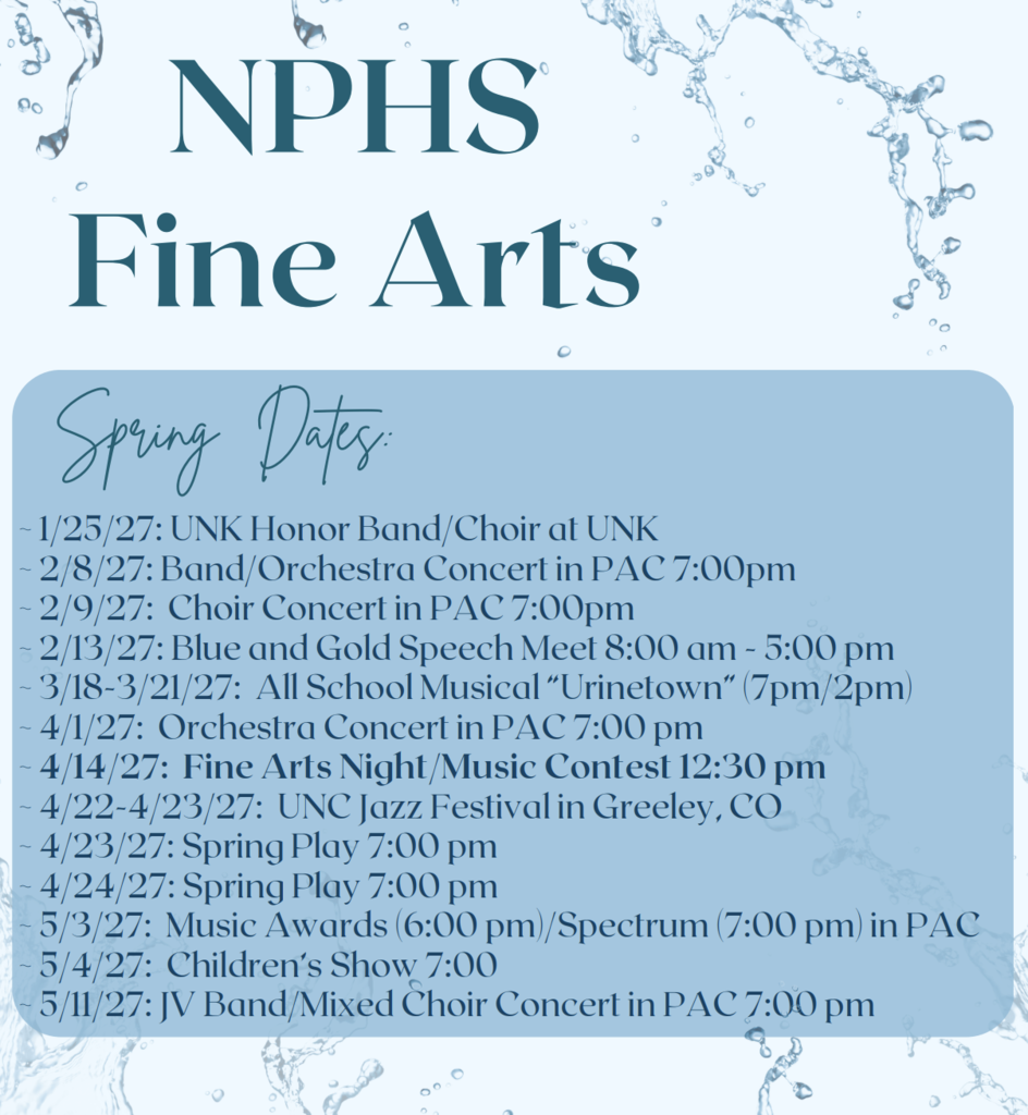Spring NPHS Fine Arts dates