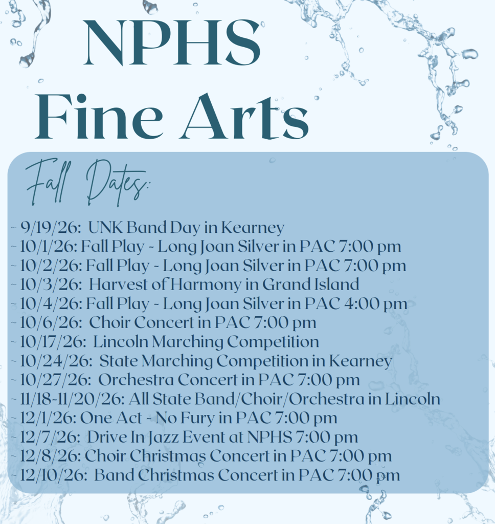 NPHS Fall Fine Arts Dates