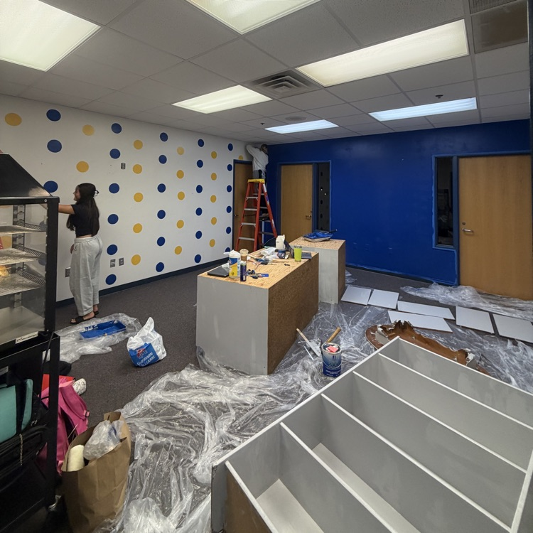 Students preparing the space