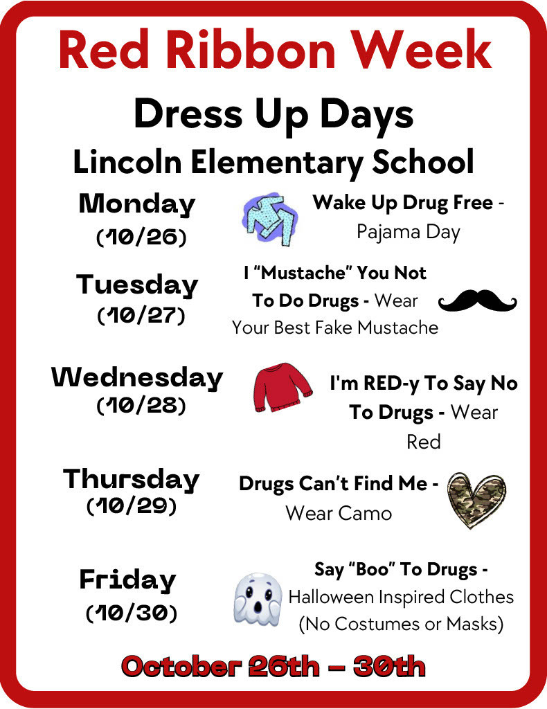 Red Ribbon Week Dress up Days