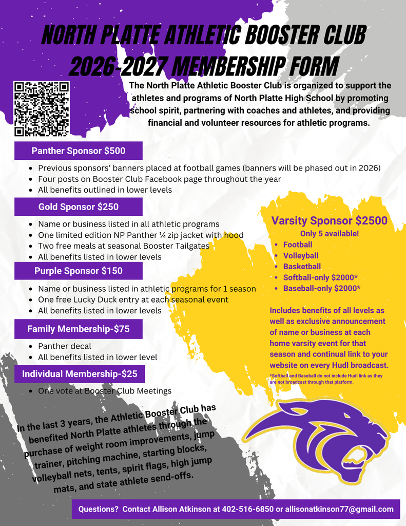 26/27 North Platte Panthers Athletic Booster Sign Ups!