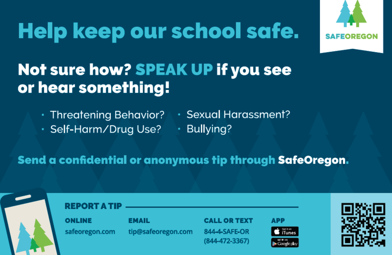 Hep Keep Our School Safe. Safe Oregon Poster.