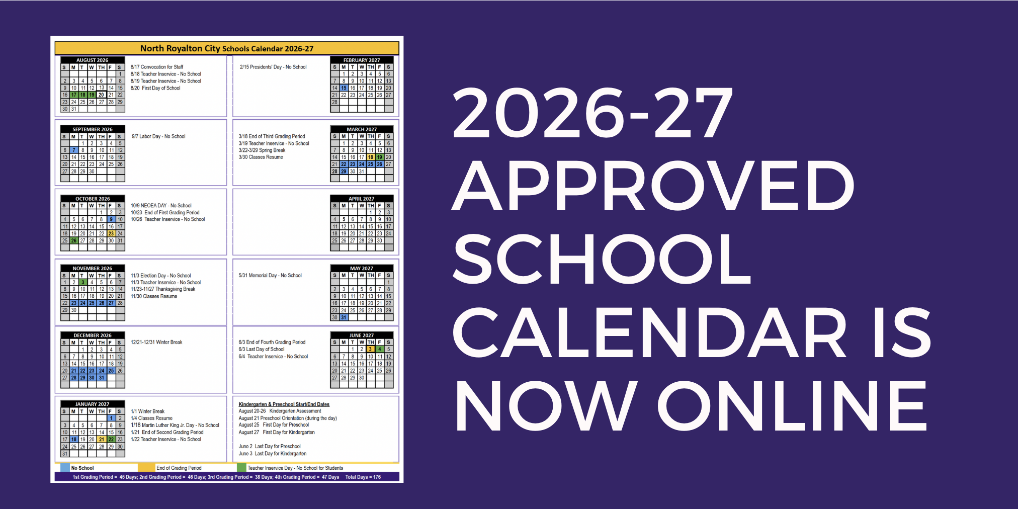 2026-27 School Calendar is Now Online | North Royalton ...