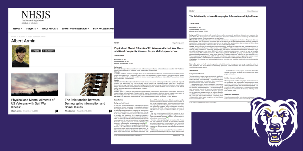 NRHS Student Publishes Research in National Science Journal