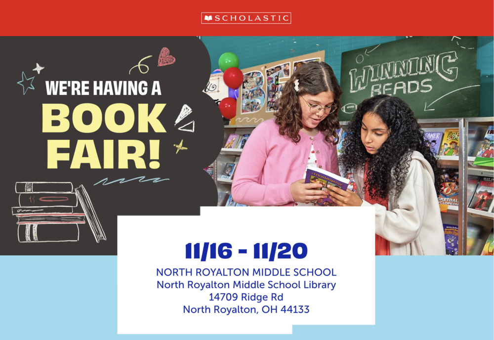 North Royalton Middle School Scholastic Book Fair Returns November 16-20