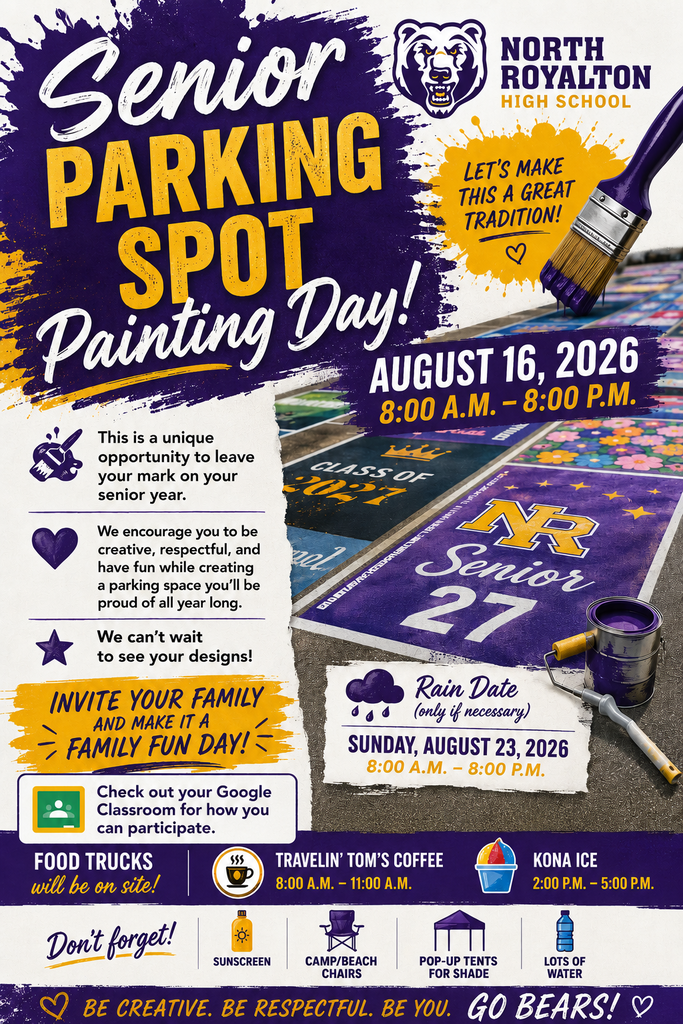 Seniors! Take this opportunity to leave your mark on your senior year! Check Google Classroom for how to get involved. Design submission deadline is Monday at 3pm.
