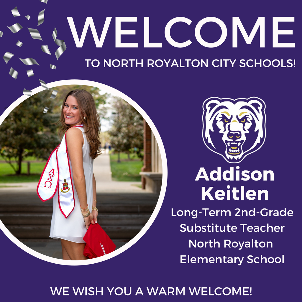 We are thrilled to welcome our new teachers to North Royalton Schools! Throughout the week, we will introduce you to them!