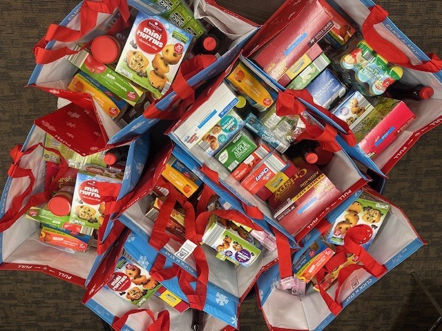 Breakfast for Break bags ready to go — made possible by a $1,000 Walmart Spark Good grant.