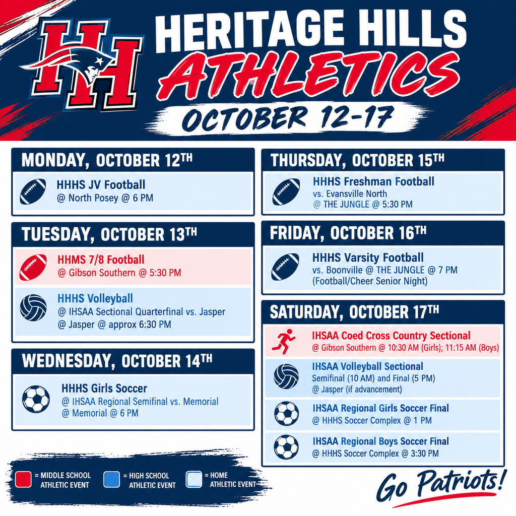 Athletic Schedule October 12-17