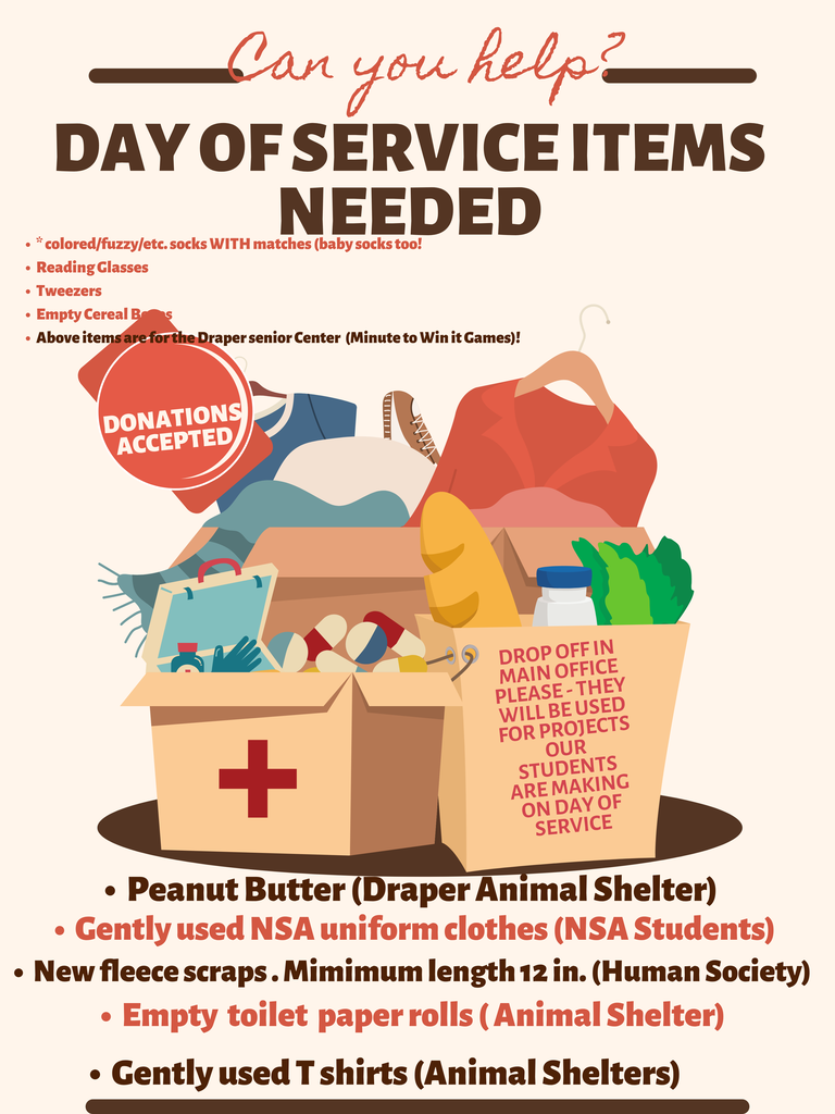 Donation items needed  for Day of Servce