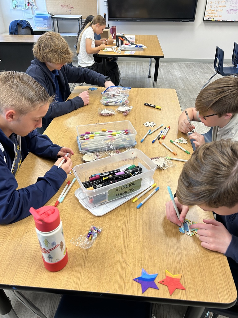 Group of students creating art