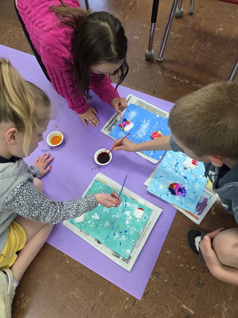 students painting