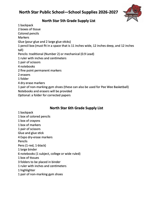 supply list for fifth and sixth