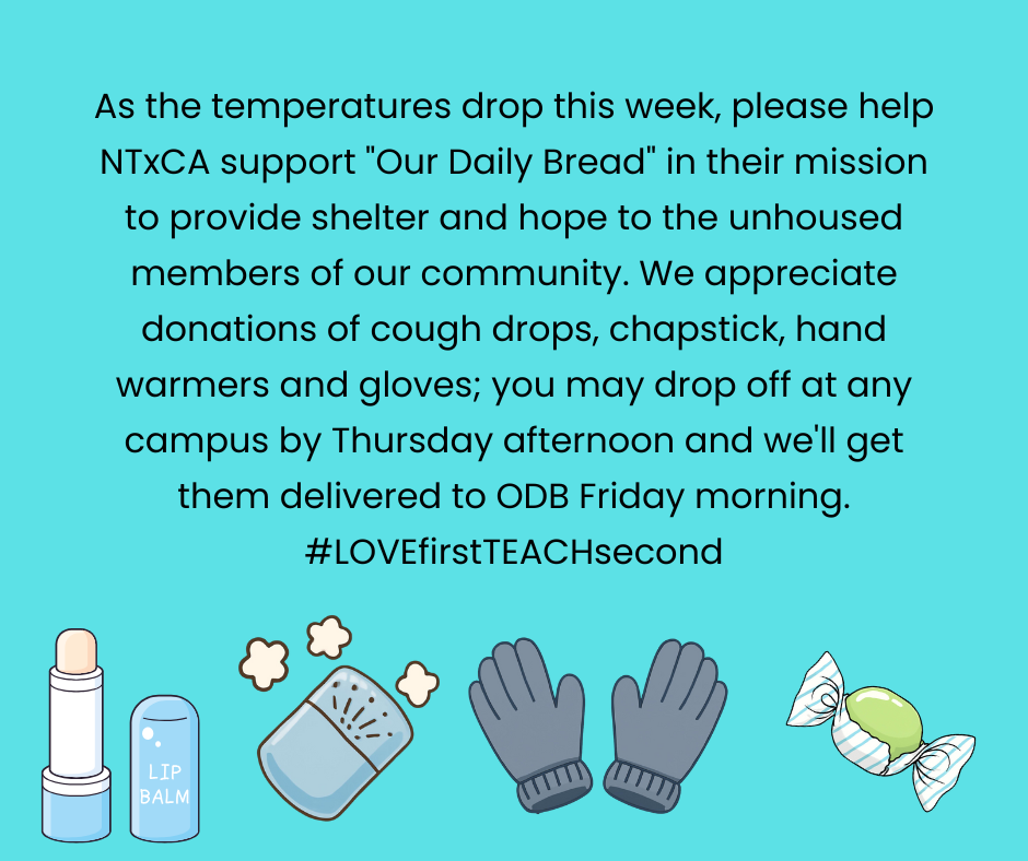 Please donate chapstick, gloves, hand warmers, and cough drops