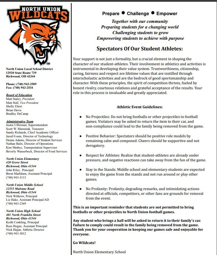 2026 Spectator Athletic Guidelines