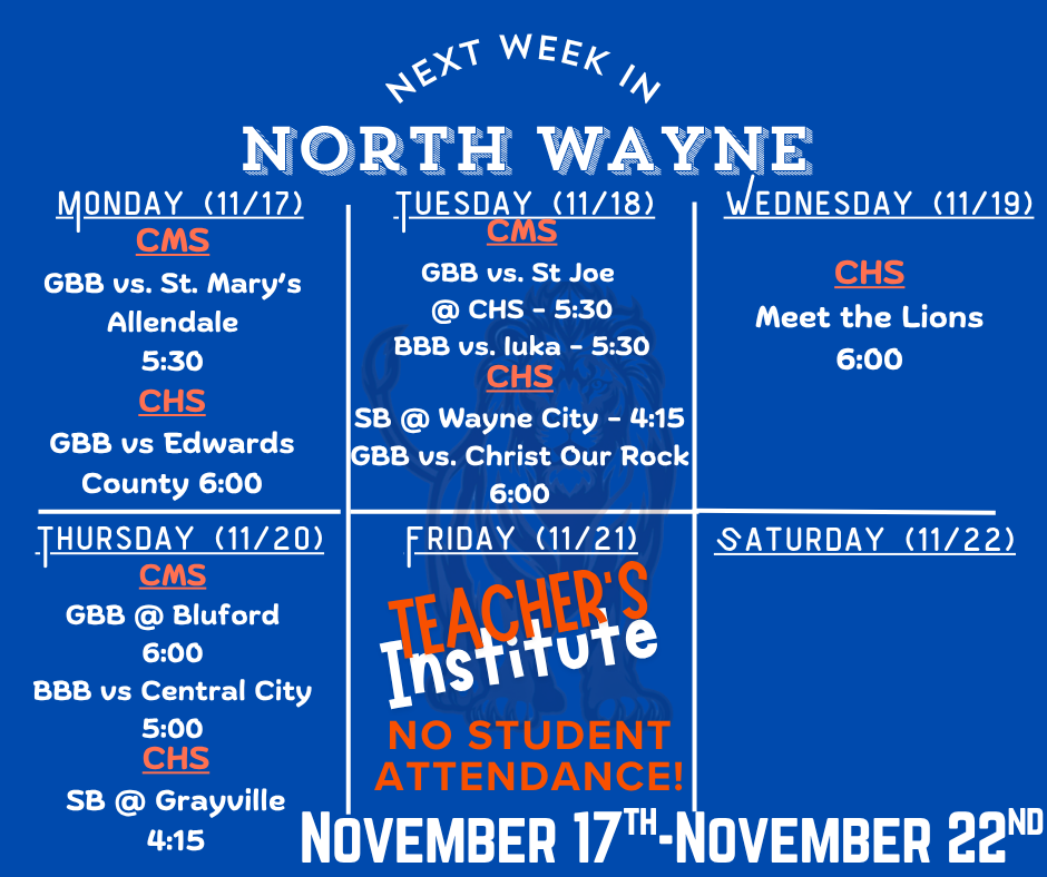 Next Week in North Wayne