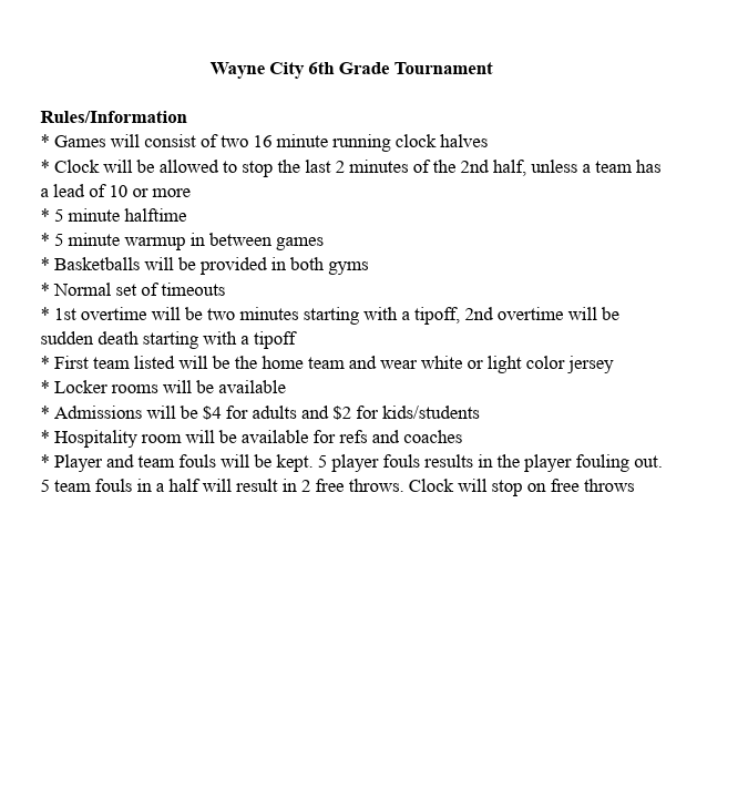 wayne city tournament