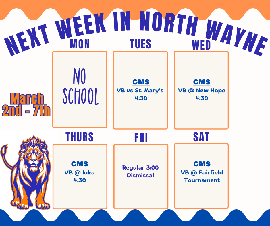 next week in north wayne