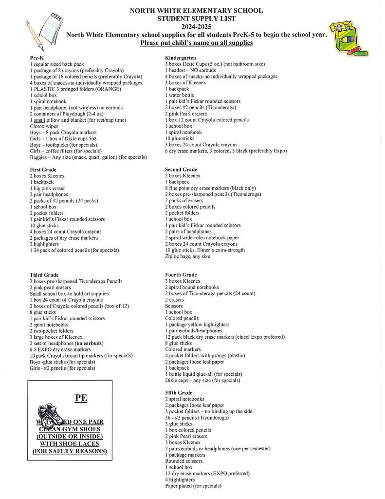 School Supply List