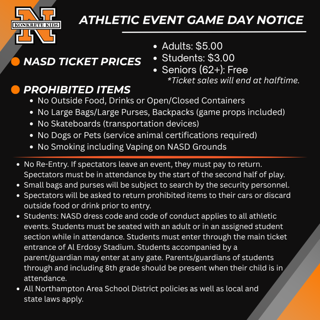 Athletic Event Game Day Notice