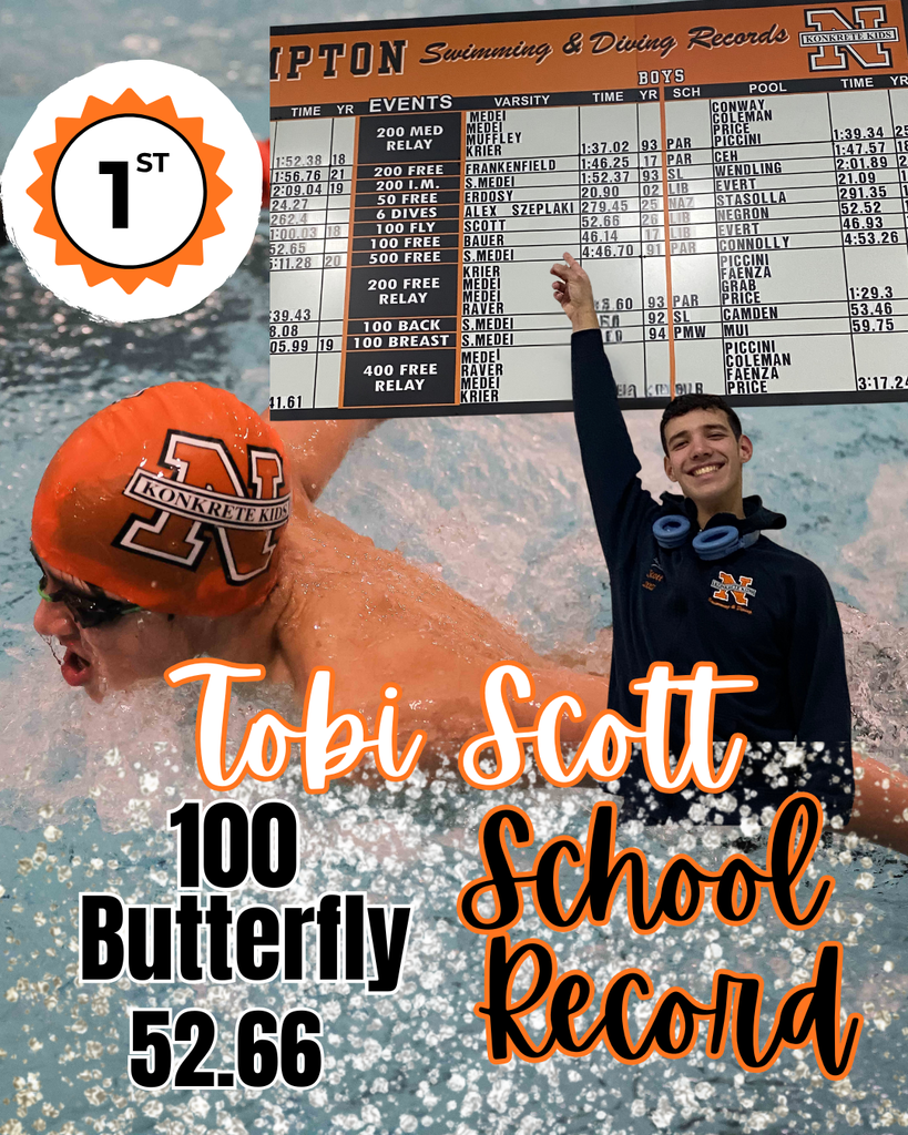 Tobi Scott- New School Record, 100 Butterfly