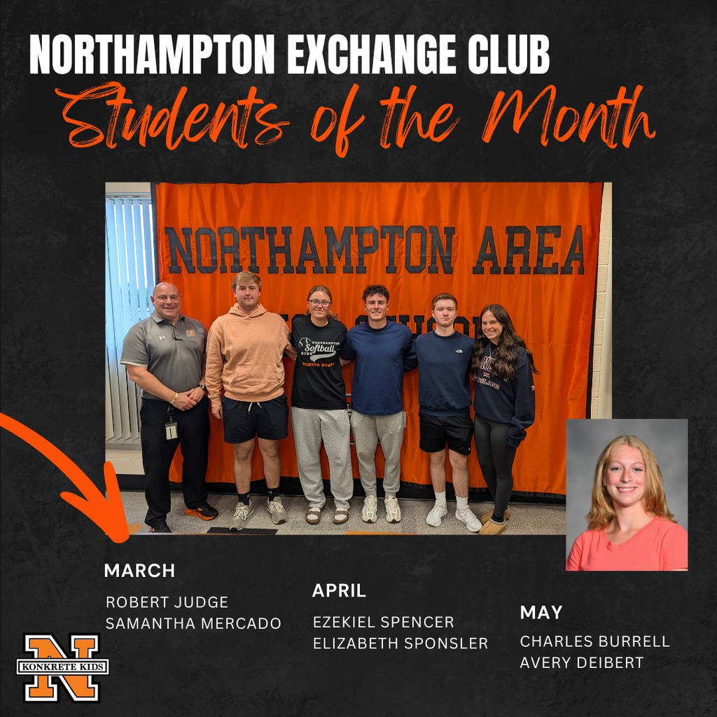 Northampton Exchange Club Students of the Month - March April May