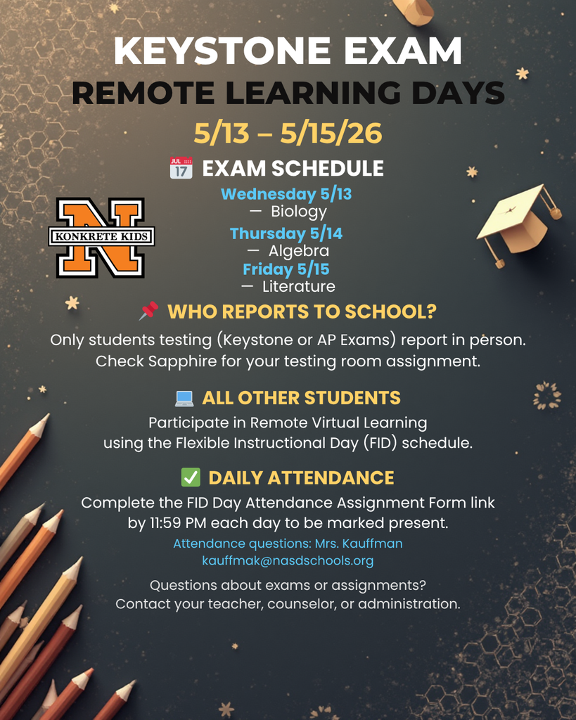 Keystone Exam Remote Learning Days 5/13-5/15/26 