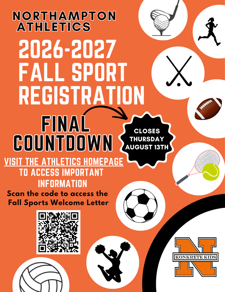 Fall Sports Registration closing soon, Thursday August 13th. Visit the Athletics Website to access important information.