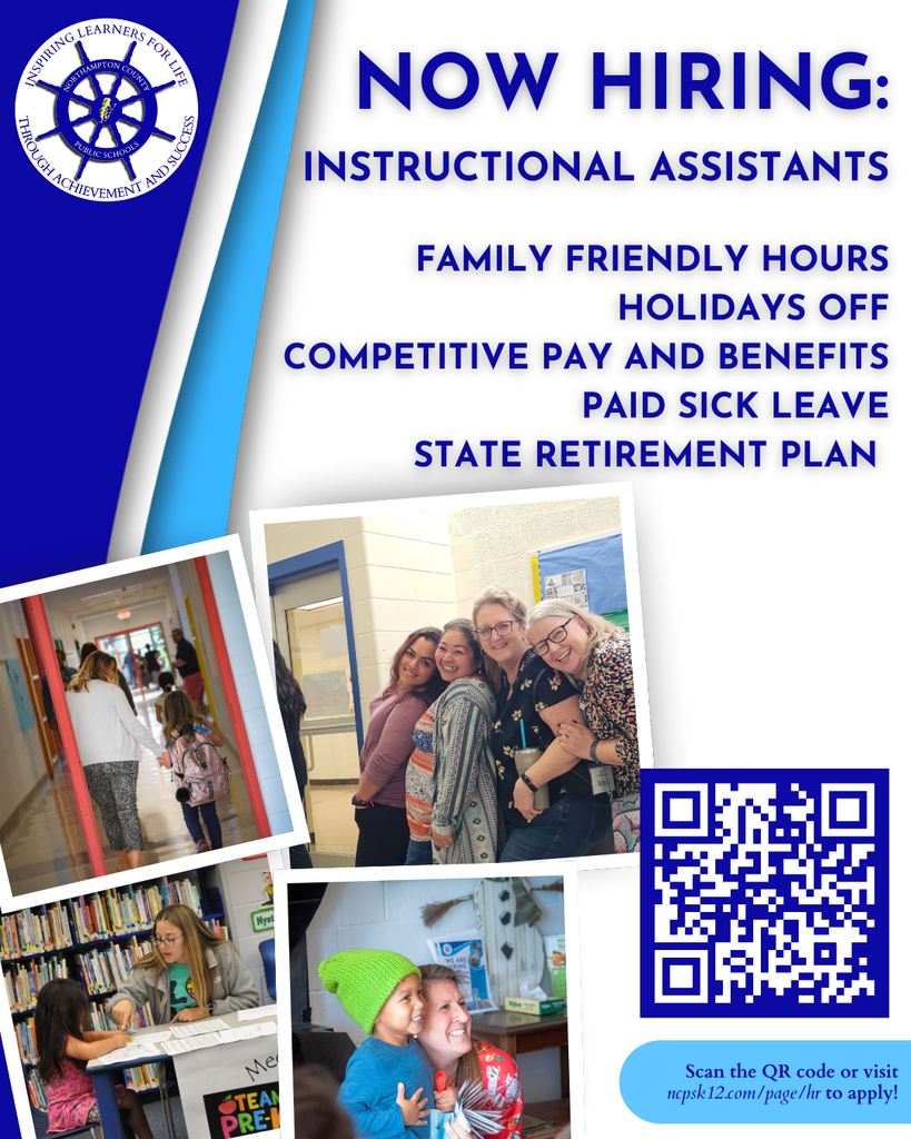 a blue and white graphic flyer advertising instructional assistants