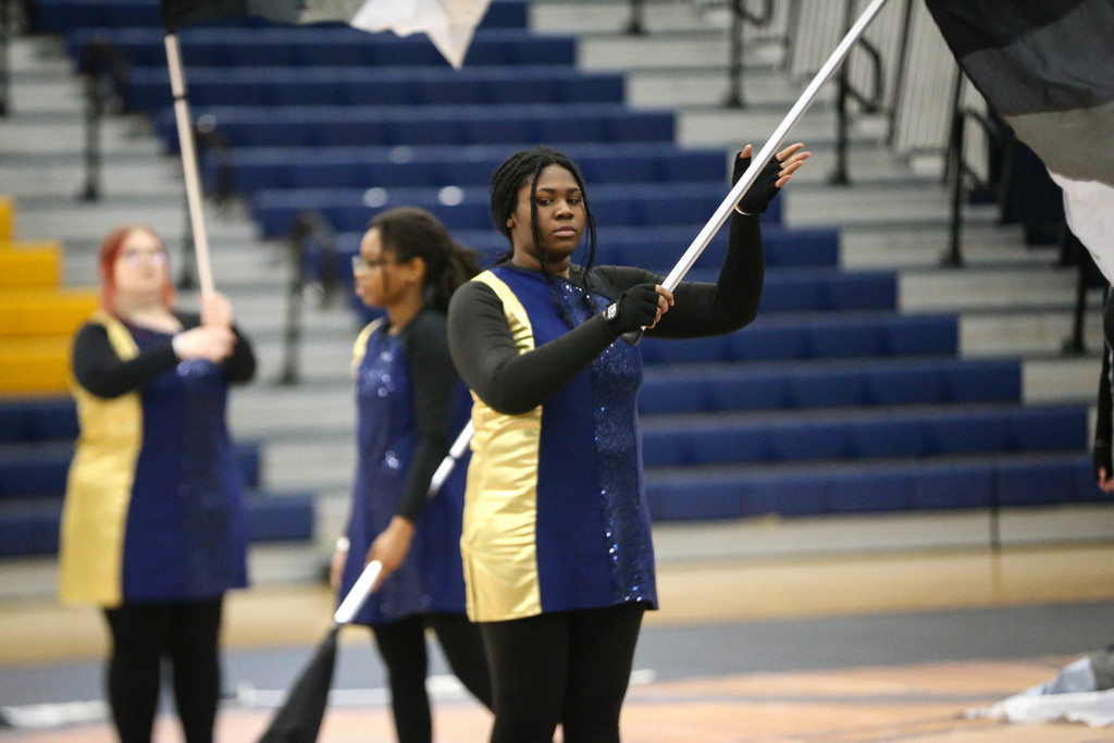 colorguard team performing at competition