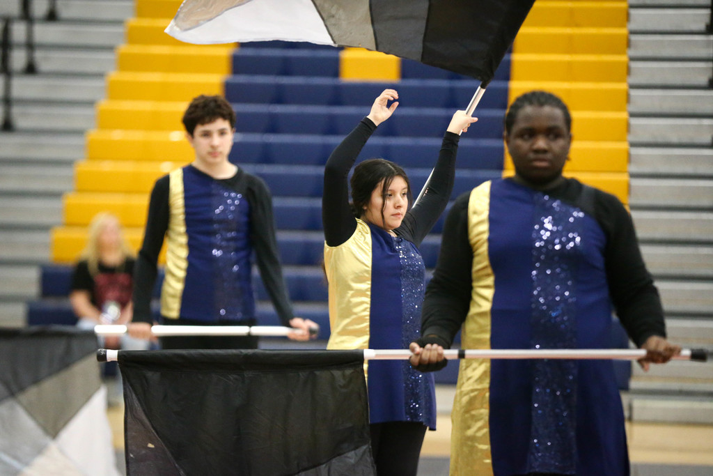 colorguard team performing at competition