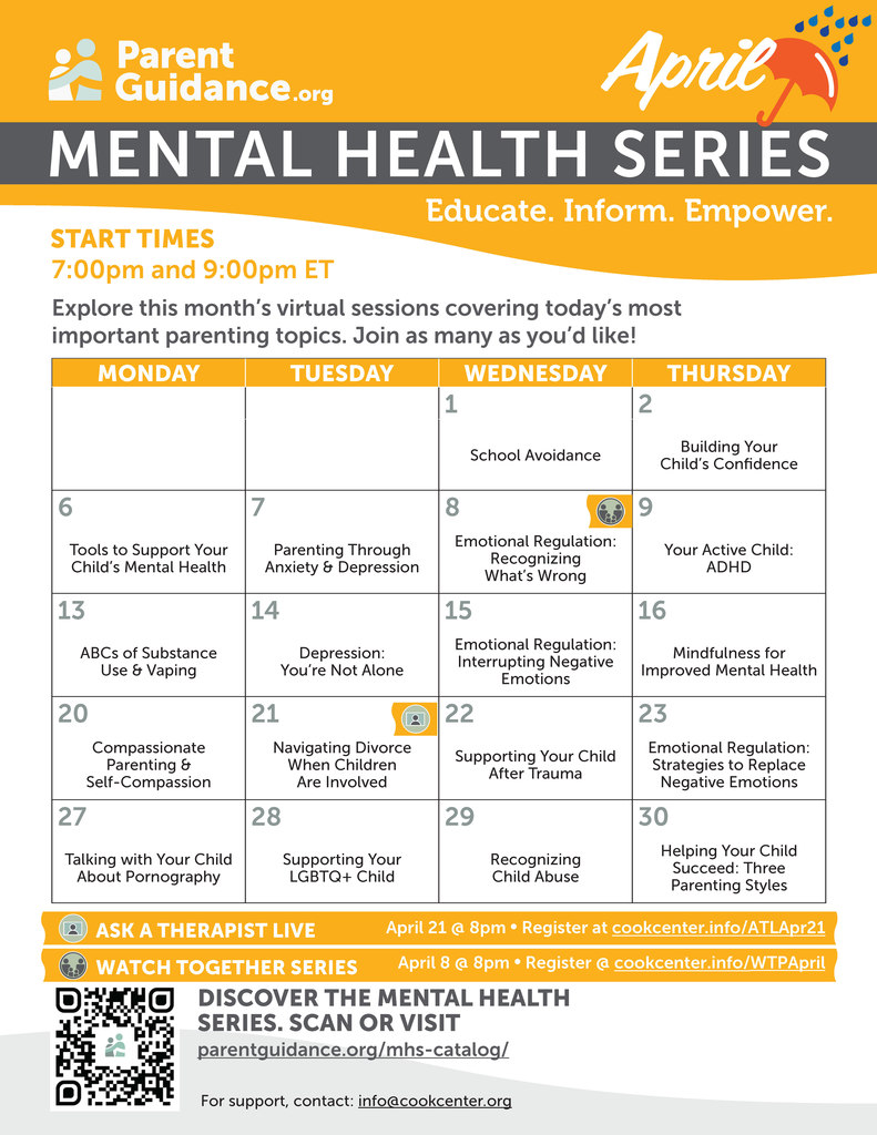 April mental health webinar calendar