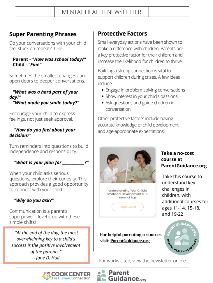 parent guidance monthly newsletter, page 2 in english