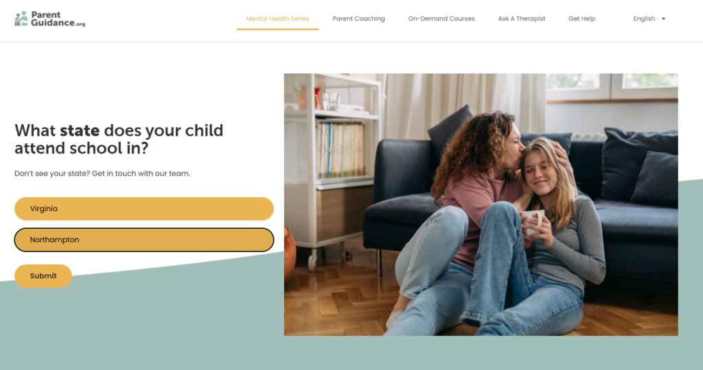 screenshot of ParentGuidance.org Mental Health Series landing page