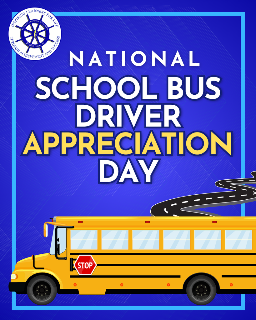 blue graphic with a yellow school bus on it. Text reads: National School Bus Driver Appreciation Day