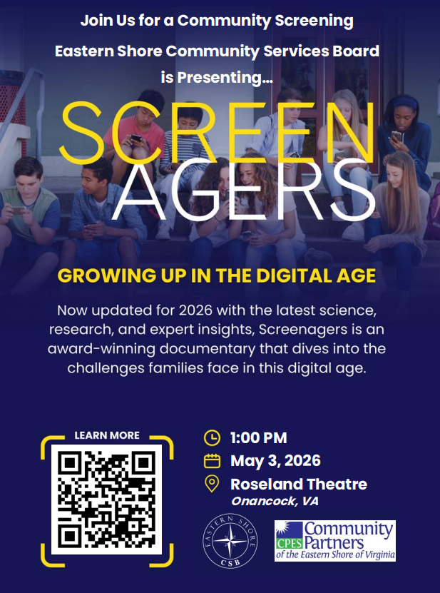 navy blue flyer for a special showing called Screenagers