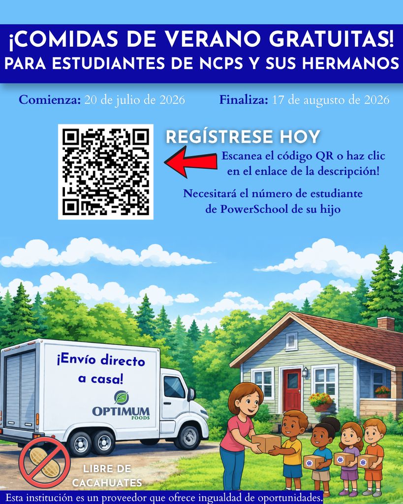 Free Summer Meals for NCPS Students & Siblings - spanish flyer