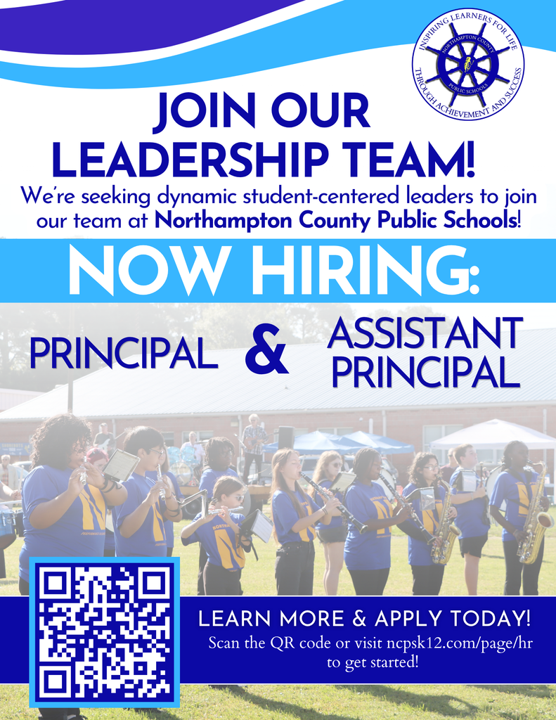 principal and assistant principal job advertisement. Learn more and Apply at ncpsk12.com/page/hr