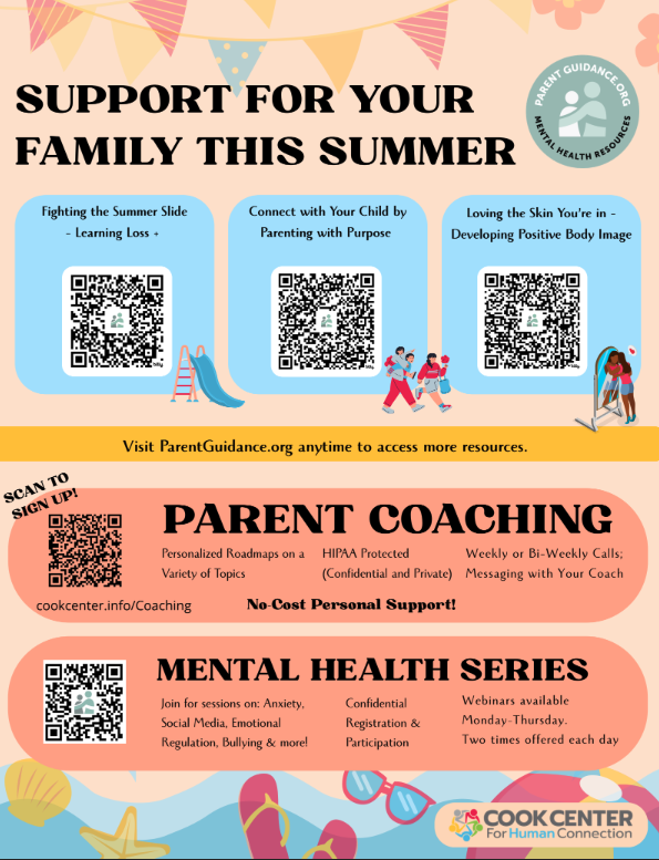 Support for your family this summer flyer. Visit ParentGuidance.org