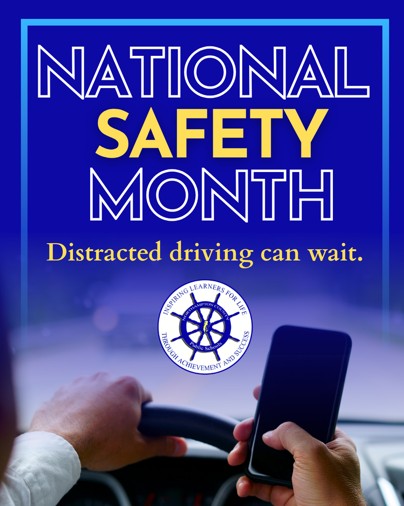 distracted driving graphic for National Safety Month - distracted driving can wait