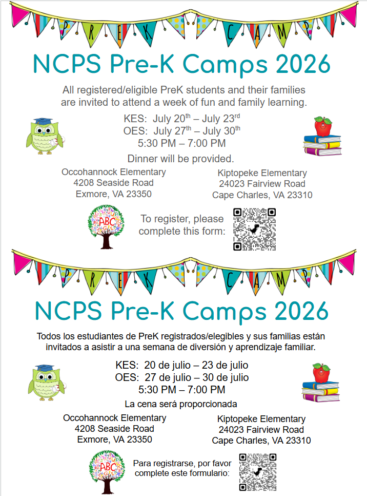 NCPS Pre-K Camps 2026 - summer registration events