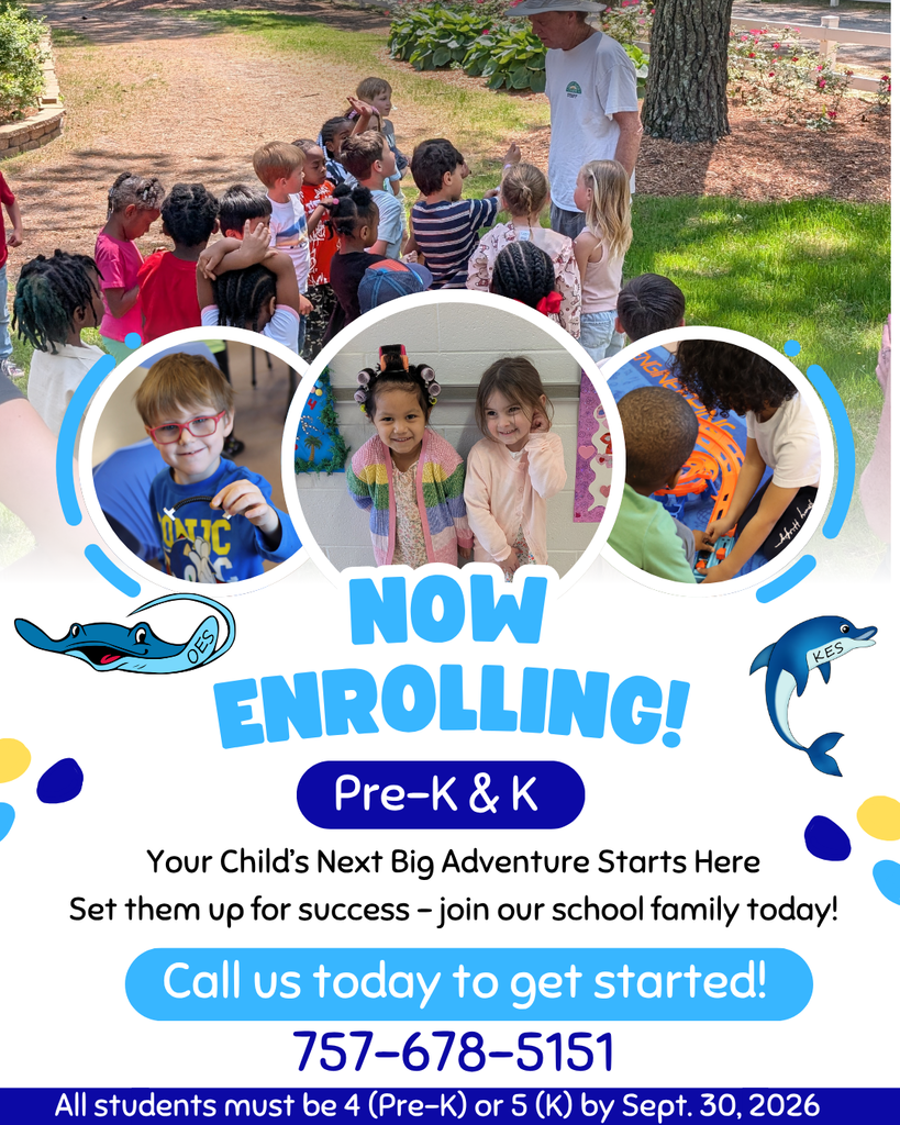 Now Enrolling Pre-K and K at Occohannock and Kiptopeke; call today 757-678-5151