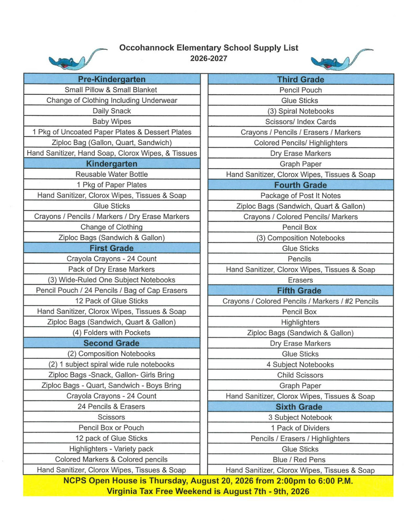 26/27 School Supply List: OES-English