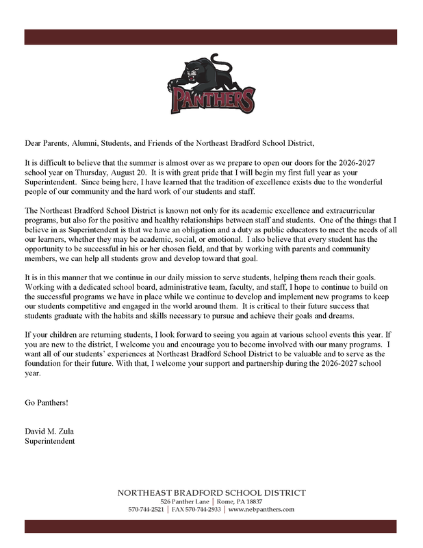 Welcome Letter