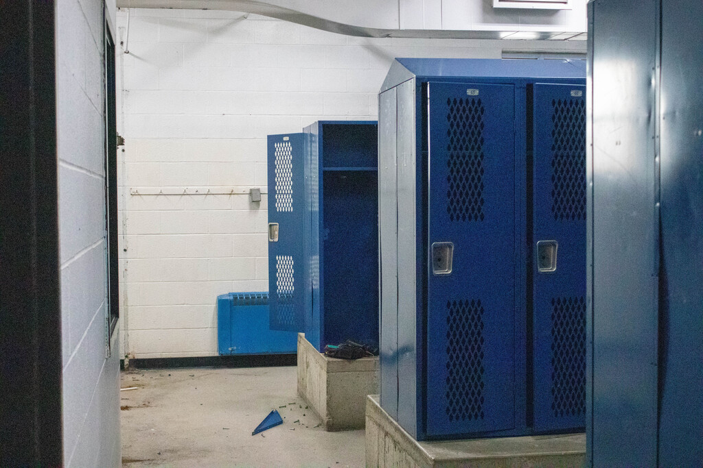 Empty boys locker room.