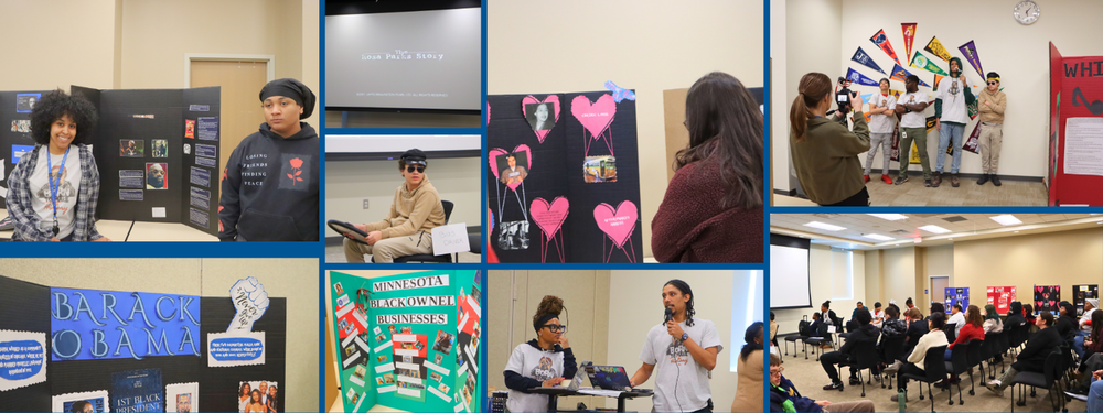 Collage of the Black Student Union's showcase for Black History Month