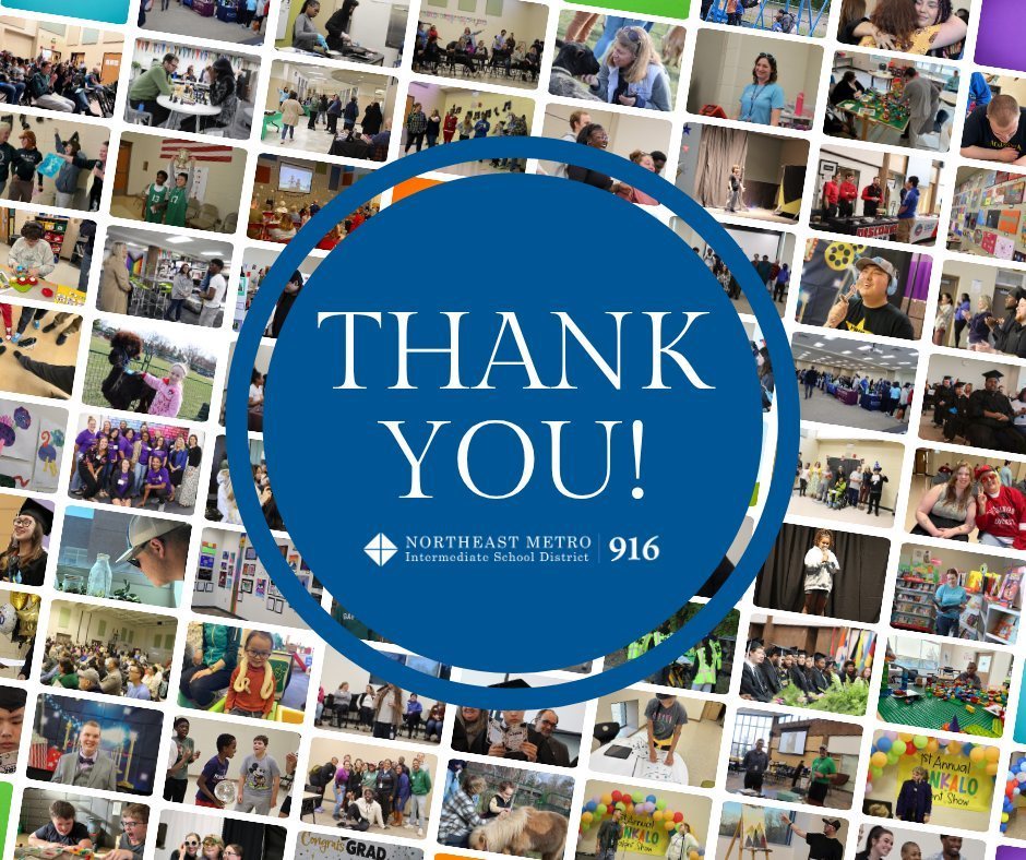Thank You Graphics with Picture Collage in Background