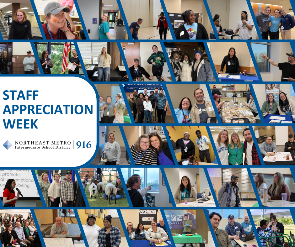 Collage of Northeast Metro 916 staff in celebration of staff appreciation week.