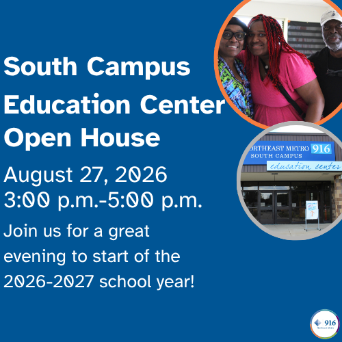 A reminder about the South Campus Education Center's Open House on August 27 from 3:00 p.m. to 5:00 p.m.