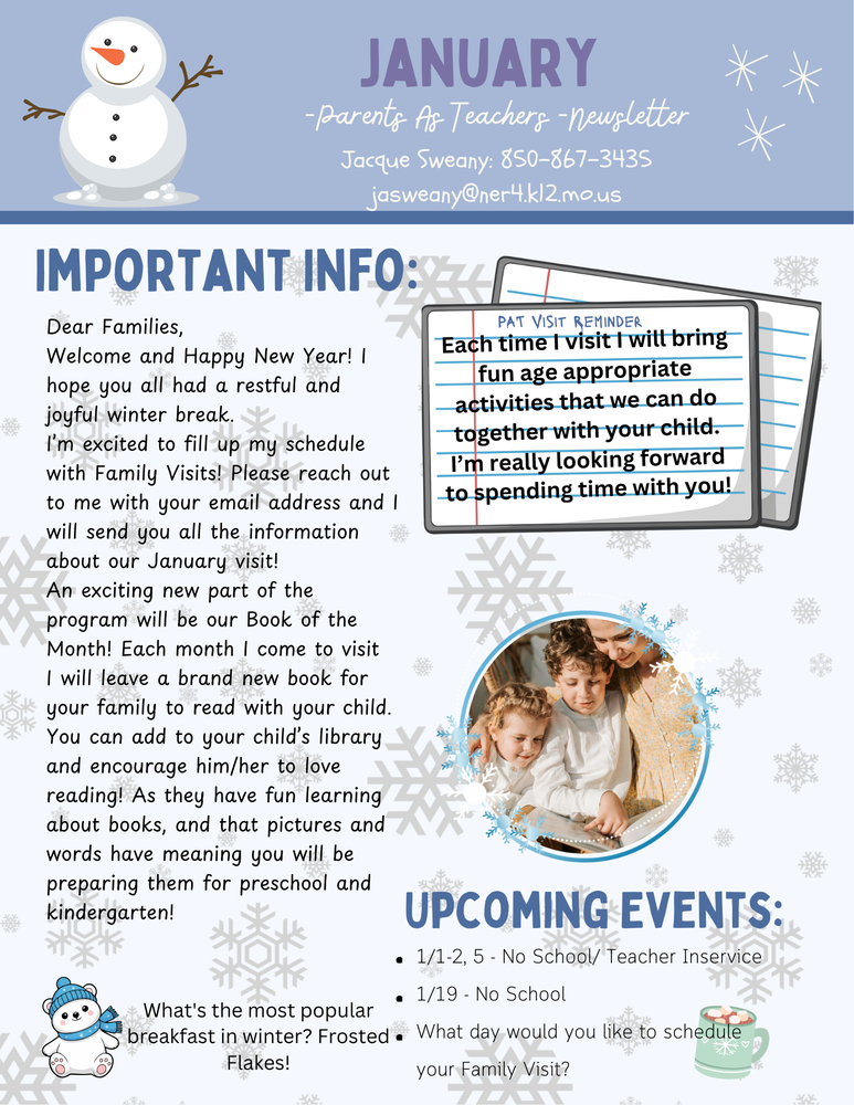 Jan. Parents as Teachers Newsletter